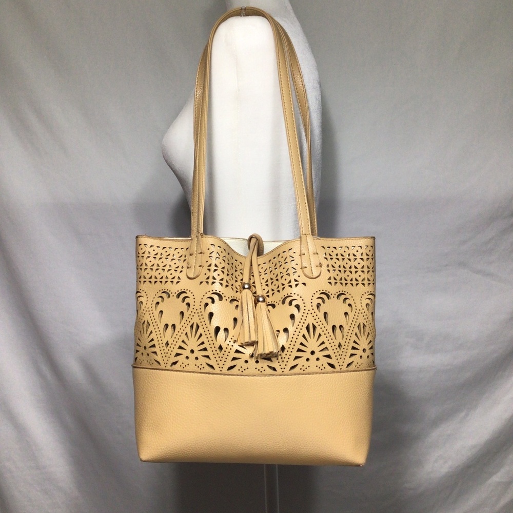 Tan Faux leather tote